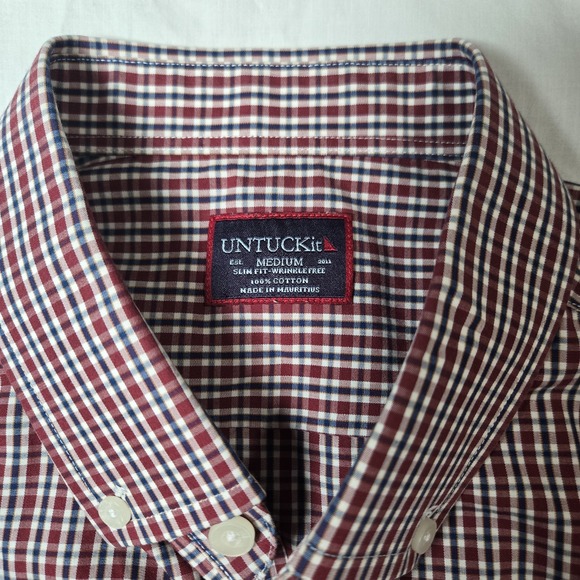 Untuckit Slim Fit Wrinkle Free Short Sleeve Button Down Shirt Mediu No Care Tag - Picture 2 of 8